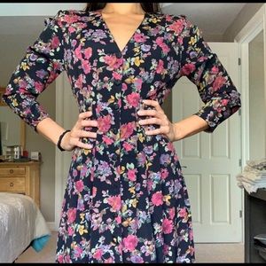Vintage 80s Express Floral Maxi Dress